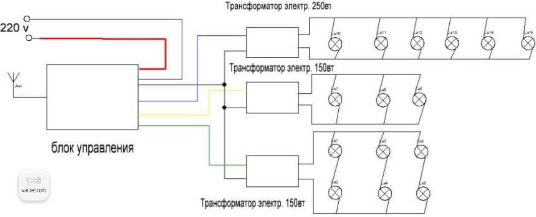 Схема подключения люстры